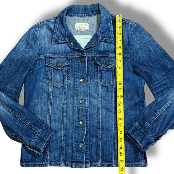Current/Elliott Denim Trucker Jacket Womens Blue Faded Distressed Western Sz 1/S - Picture 5 of 10